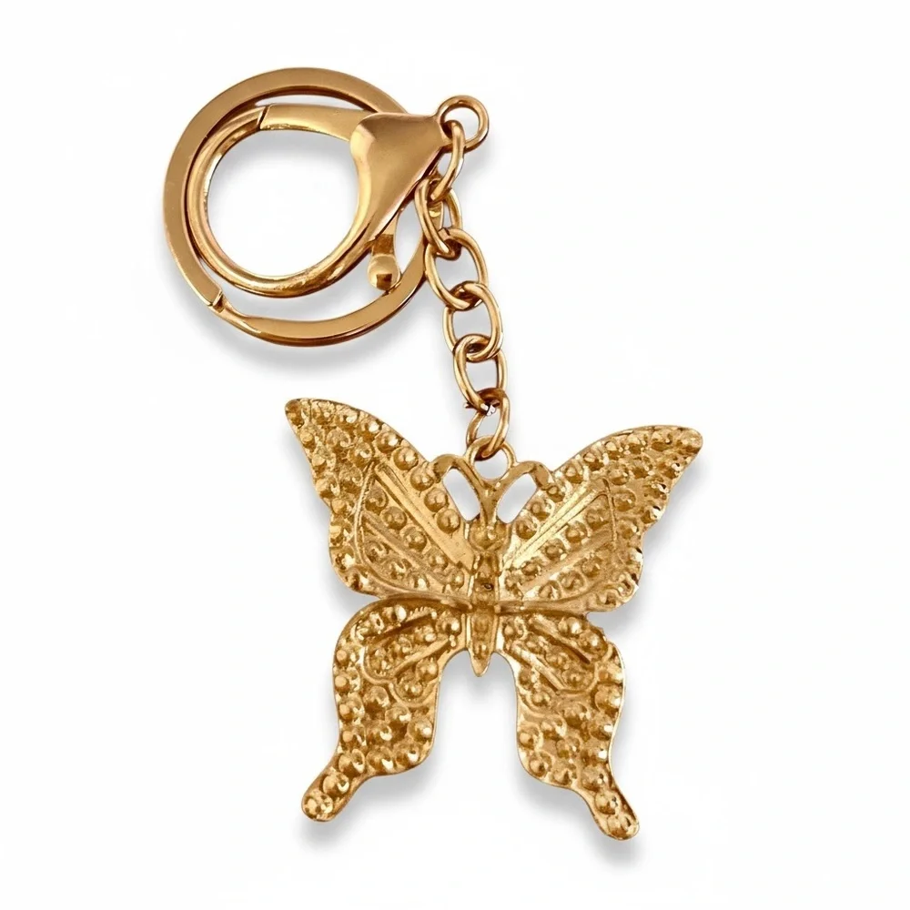Butterfly Keychain Charm Gold and Pink NWT - Picture 9 of 14